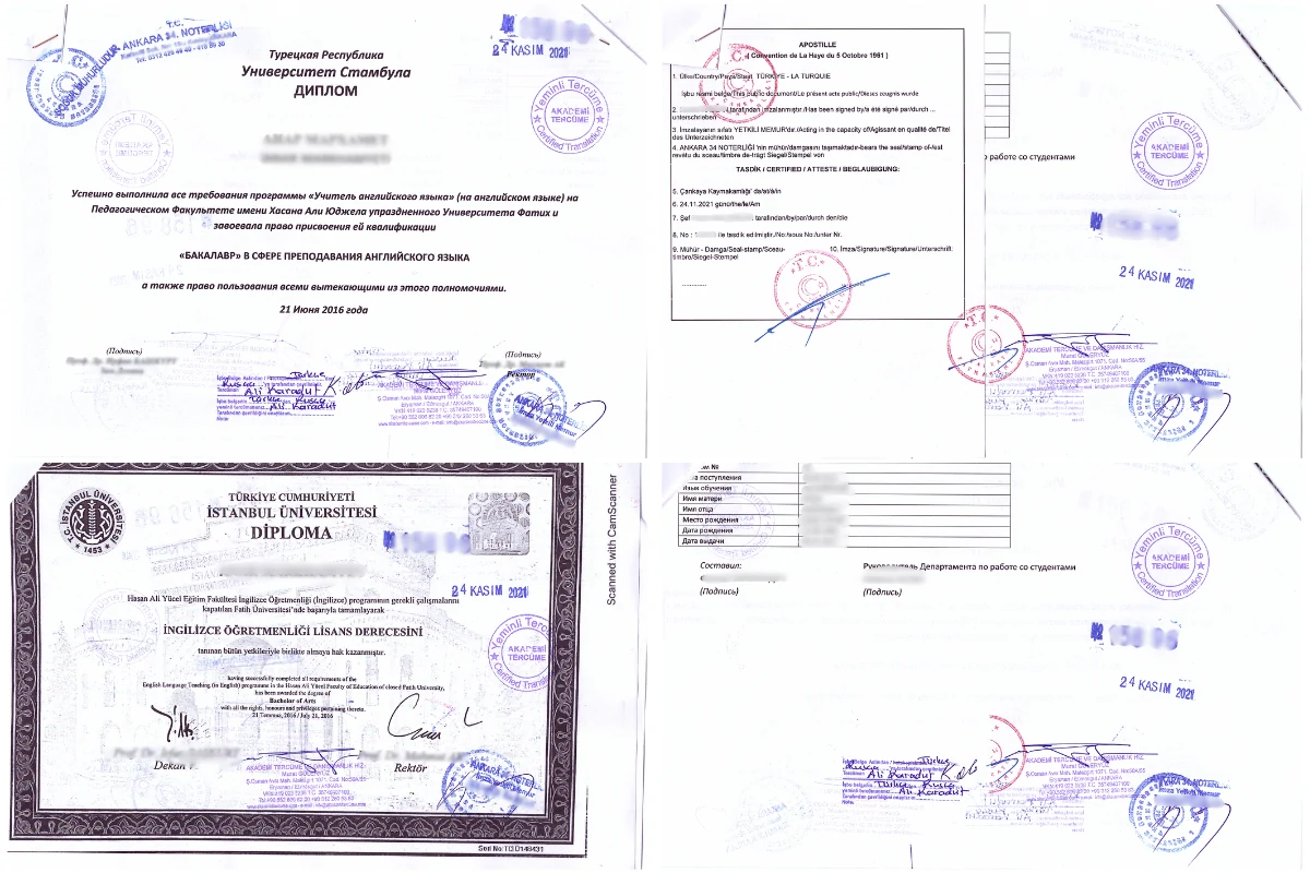 noter onaylı diploma çevirisi örneği