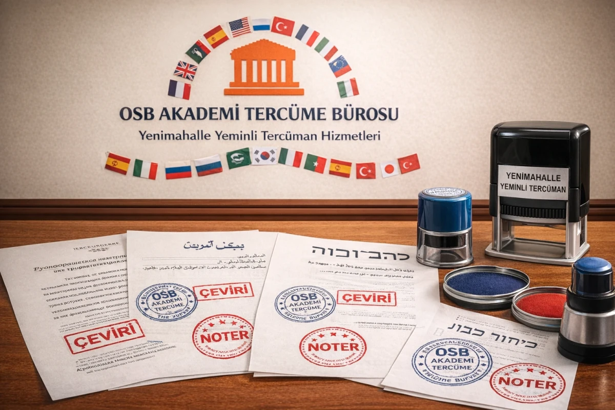 Noter onaylı tercüme yapılmış, kaşelenmiş ve imzalanmış resmi evrak örneği.