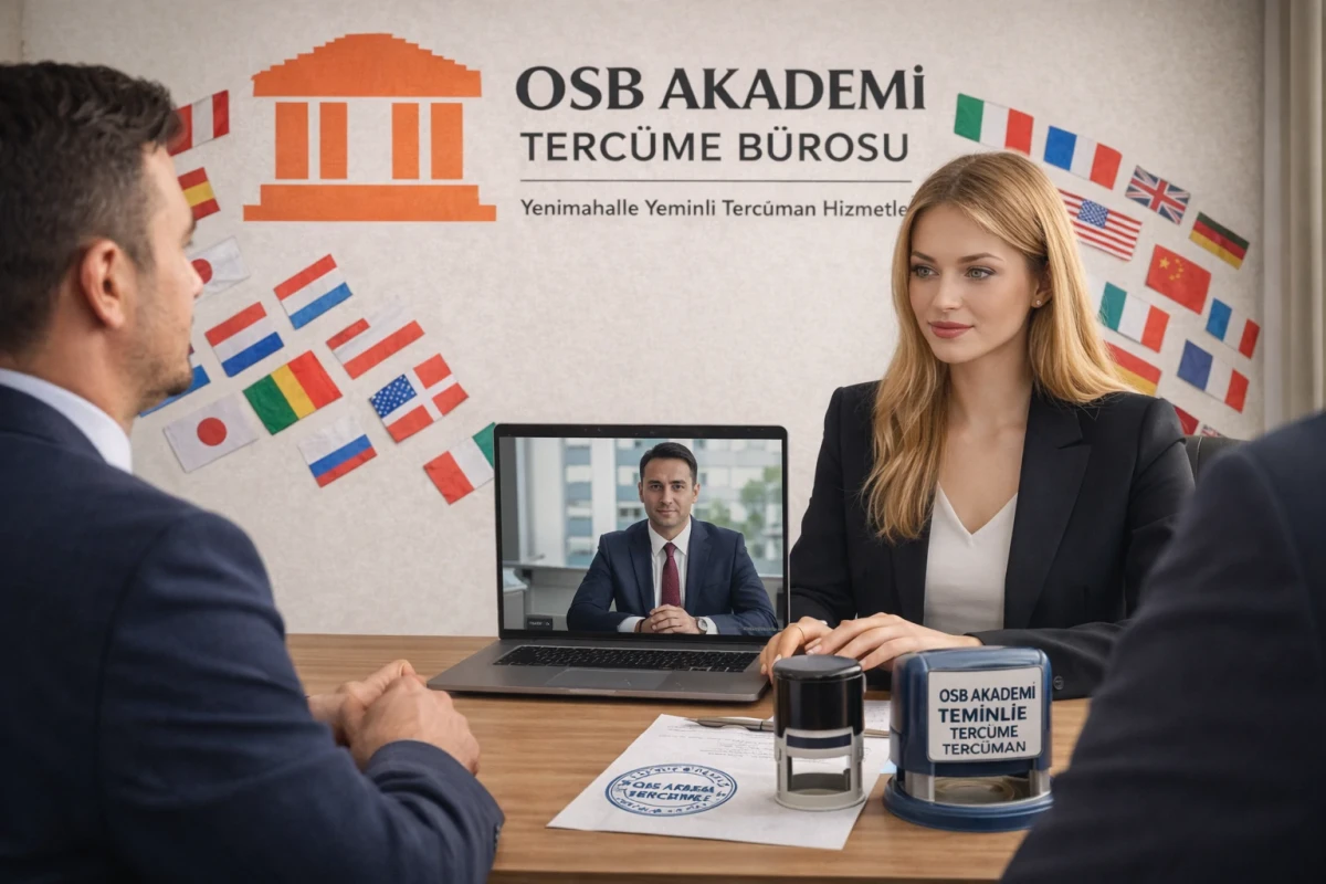 sincan tercüme bürosunda bir yeminli tercüman online çeviri yapıyor.