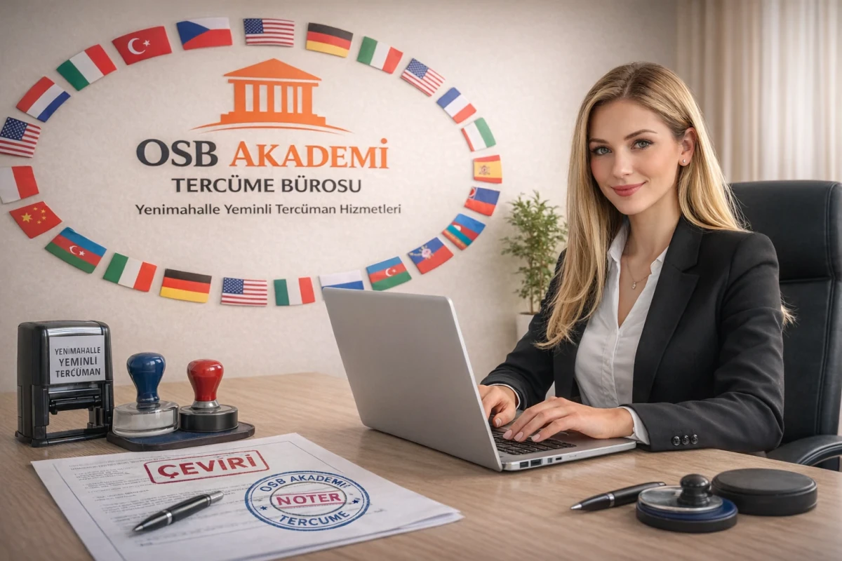 Ankara Yenimahalle OSB Akademi yeminli tercüme bürosu ofis içi çalışma ortamı.